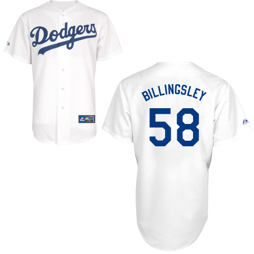 Chad Billingsley #58 MLB Jersey-L A Dodgers Men's Authentic Home White Baseball Jersey
